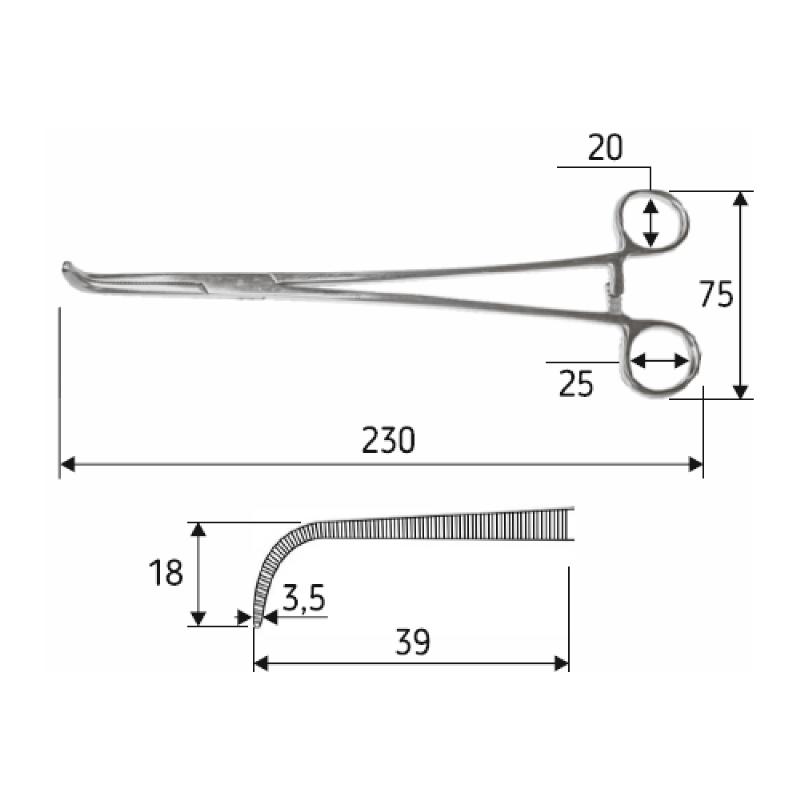 Затискач судинний і лігатурний Gemini, 23 см, зігнутий, J-17-228. Surgicon